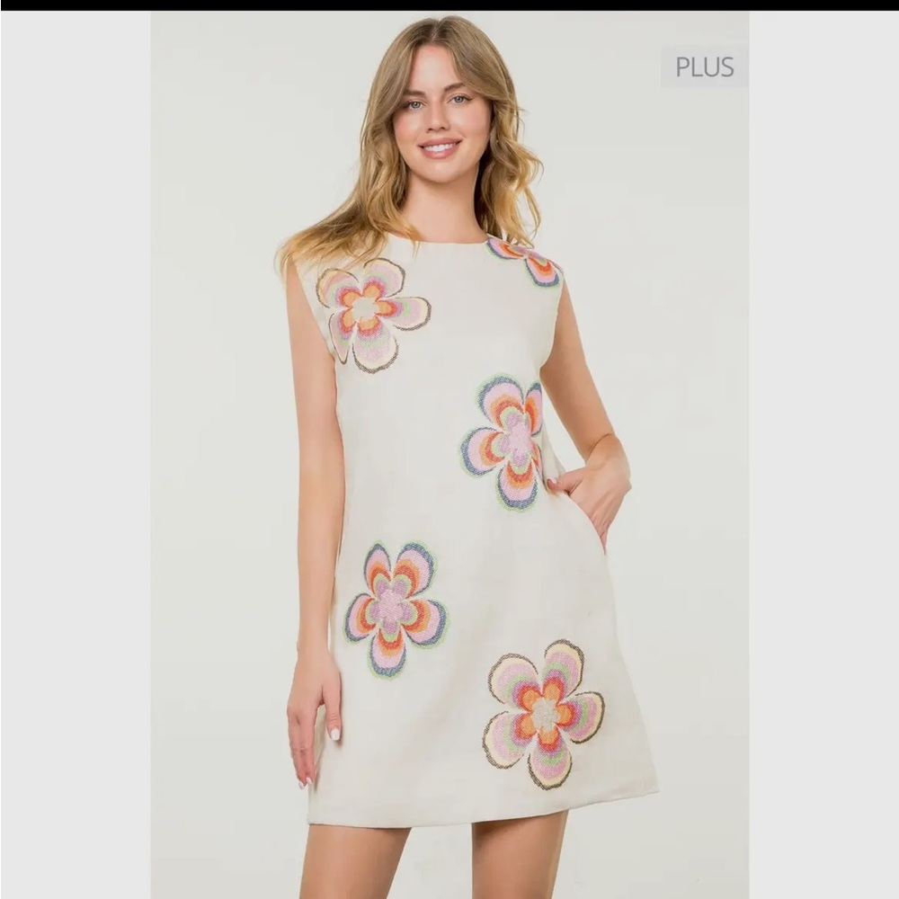 NWT  Floral Embroidered Sleeveless Dress by THML